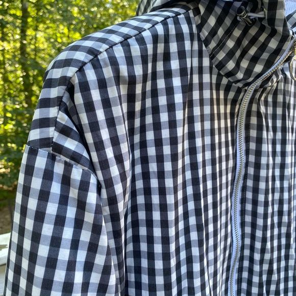 Forever 21 Black White Gingham Rain Jacket Windbreaker - Picture 5 of 7